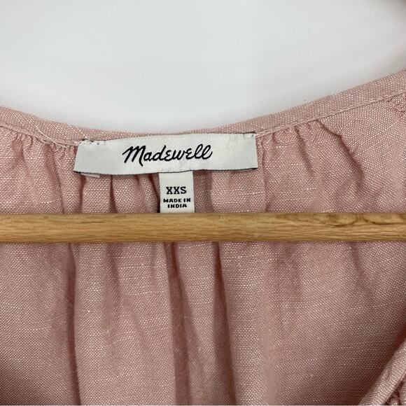 Madewell Dress Lightspun Popover Tiered Mini Pink Classic Minimalist XXS - Picture 4 of 9